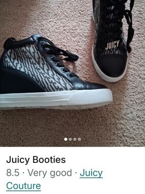 Juicy Couture Black & White Logo High-Top Sneakers with Silver Accent